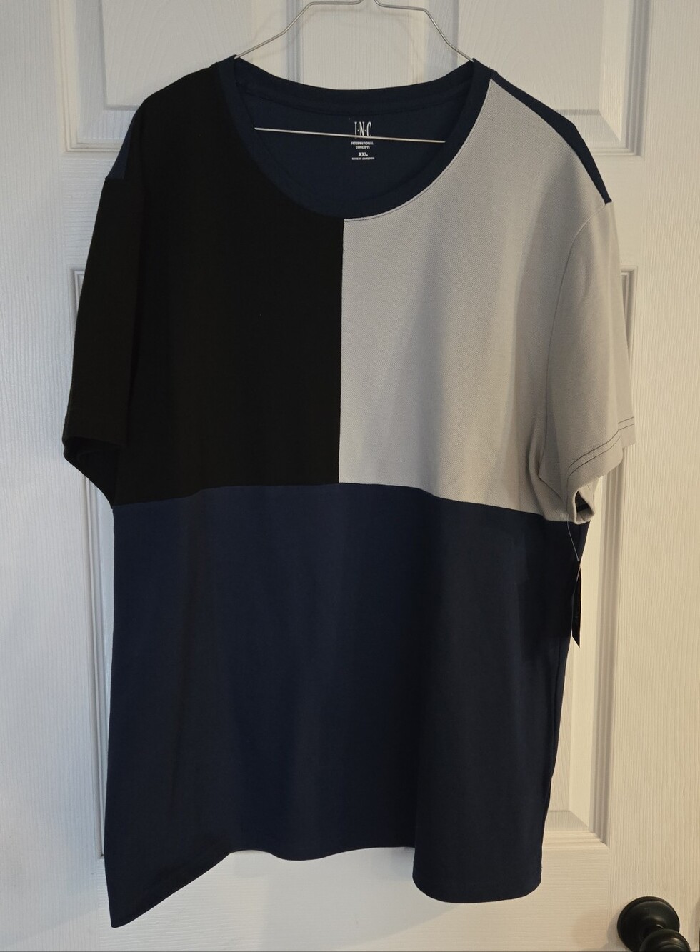 INC International Concepts Men's Colorblock Short Sleeve Tee - Black/Gray/Navy